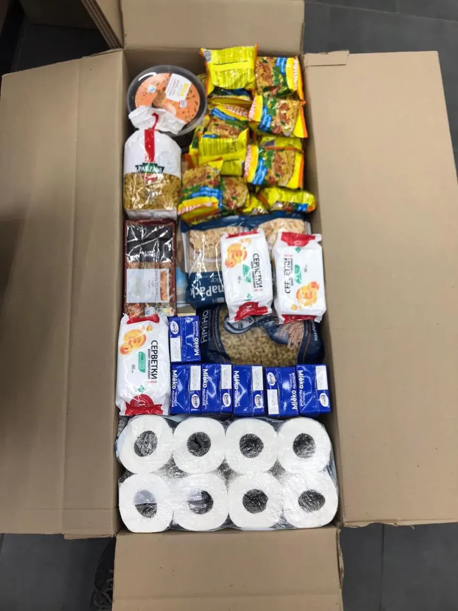 More boxes of food and hygiene supplies