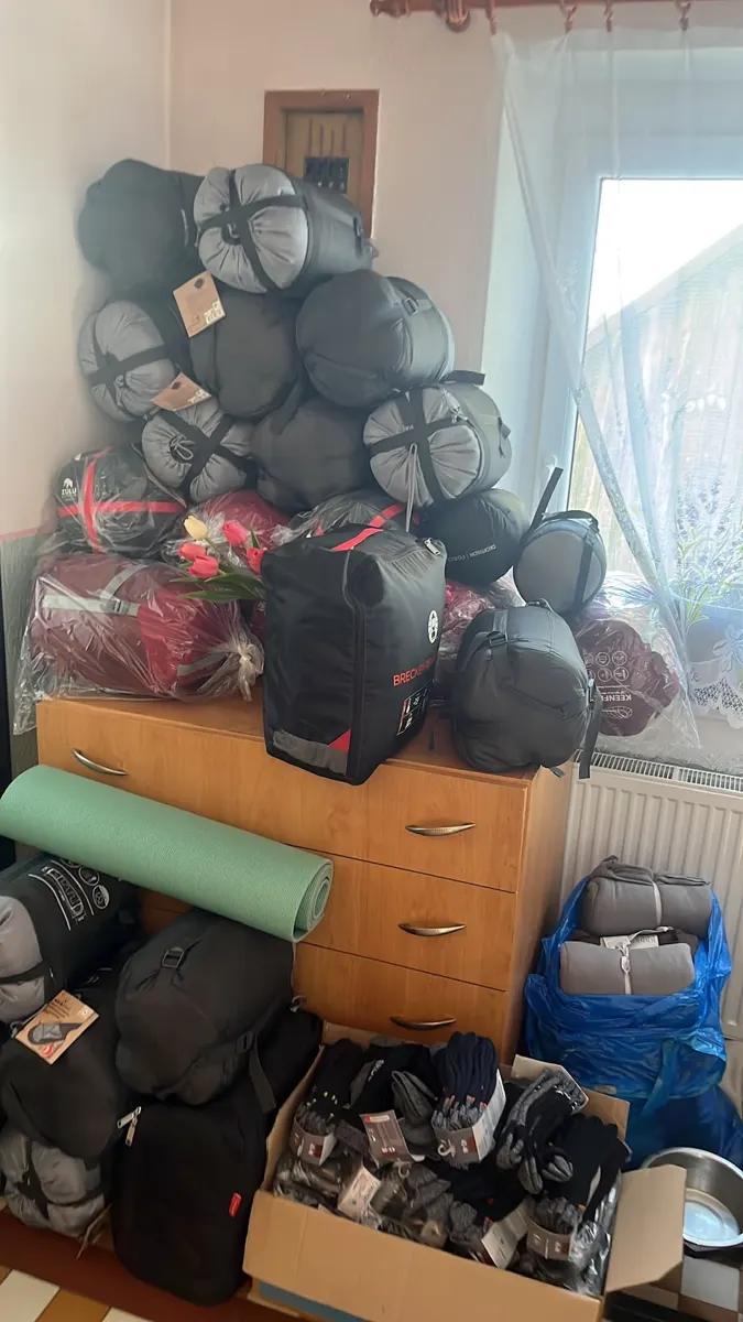 Sleeping bags, sleeping mats, and backpacks