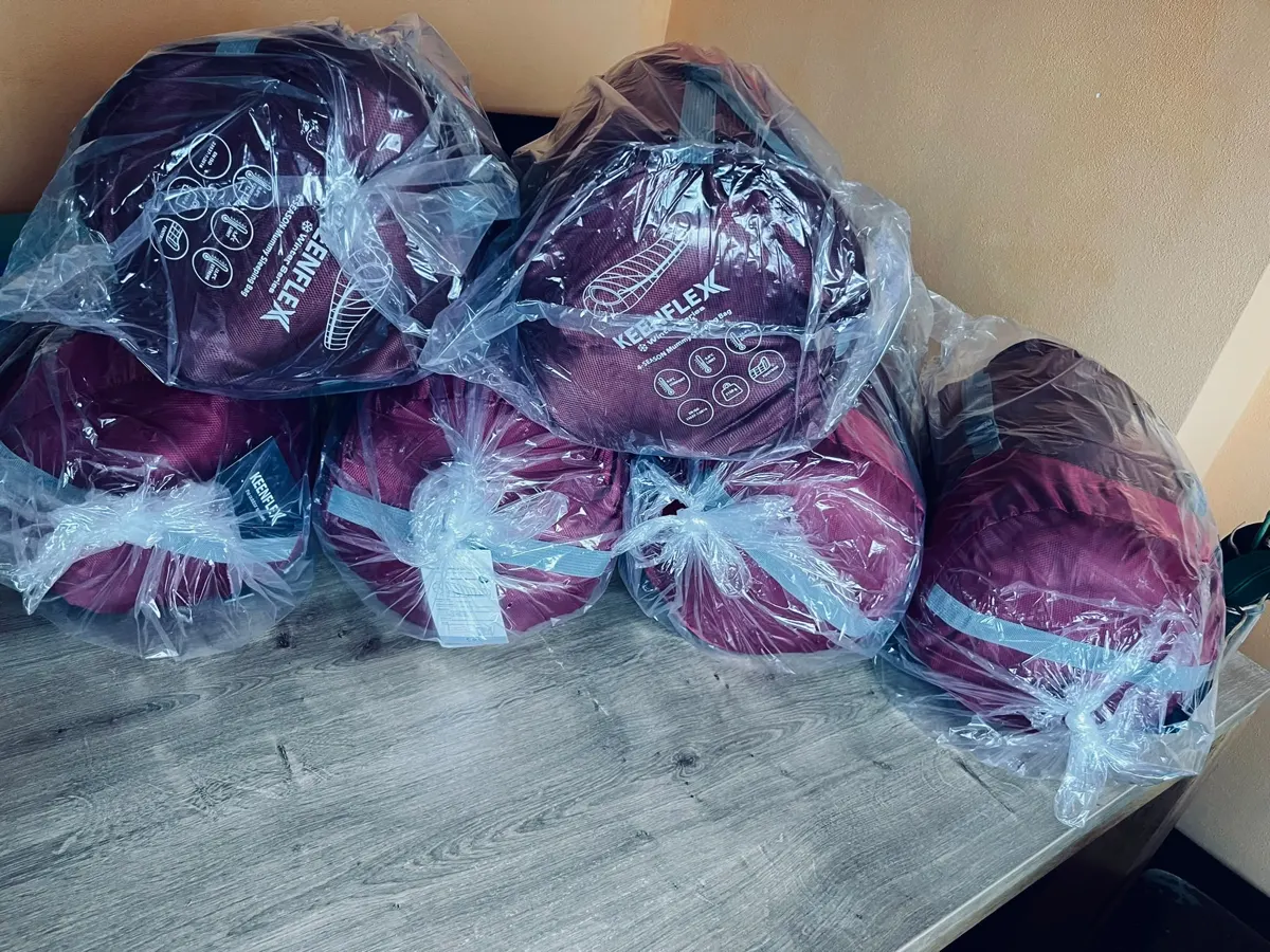 Sleeping bags ready for the trip