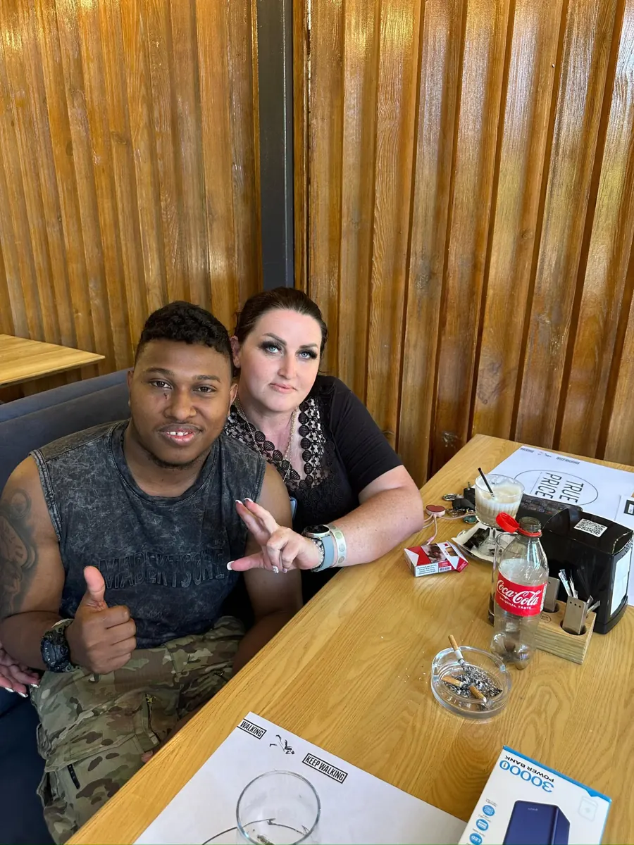 Maruška with a soldier during a short break